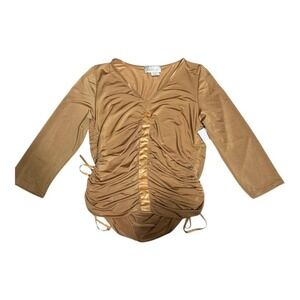 Y2K Gold v neck ruched top